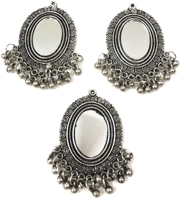 SYNC silver long buttons for kurtis real mirror 6 cm buttons clothes beads kurta women girl metal button beads long hanging latkan sewing dress lehenga tassel decoration fringe fancy stylish diy craft