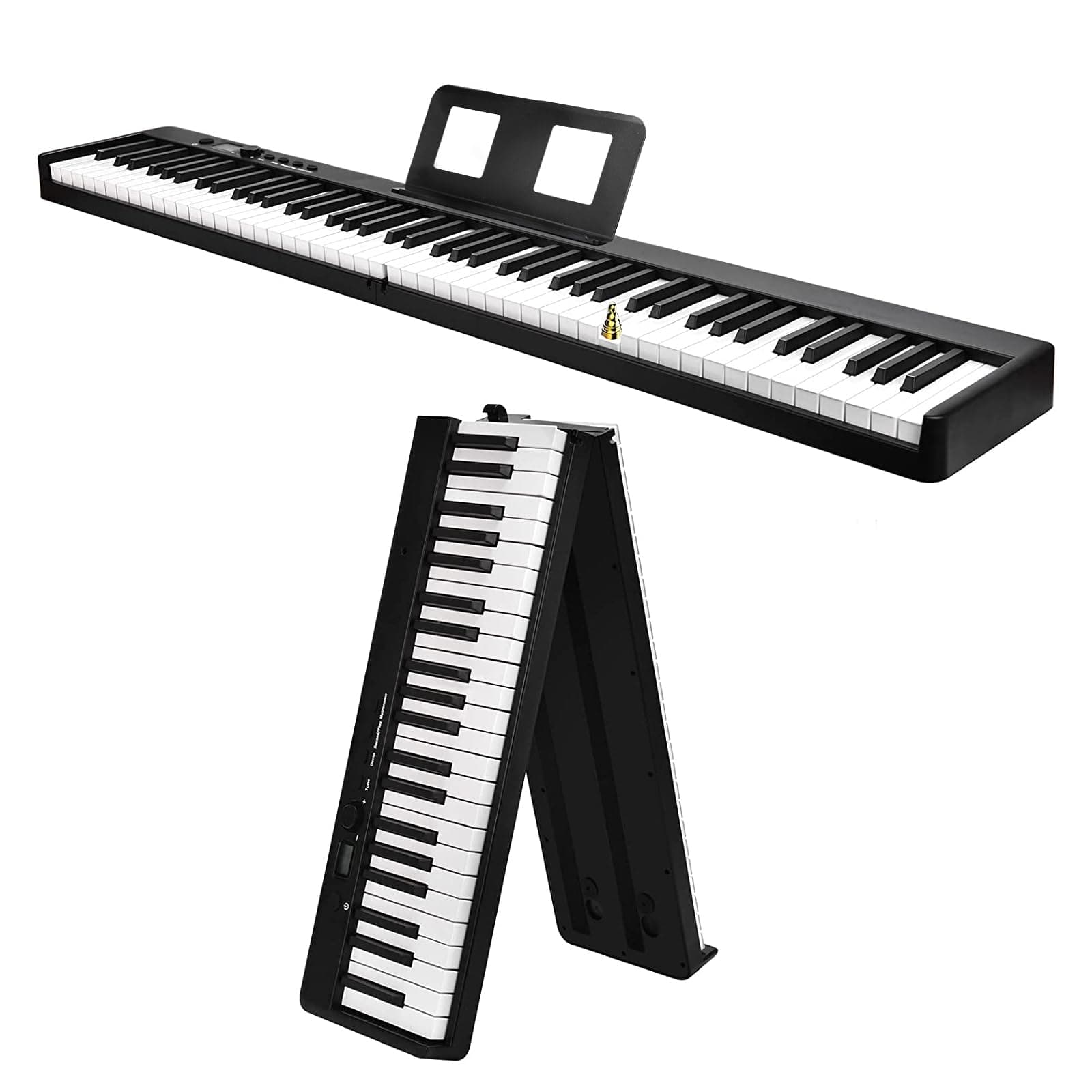 mione Portable Foldable 88-Key Semi-Weighted Touch-Sensitive Digital Piano with Bluetooth, Dual Stereo Speakers, Split Function