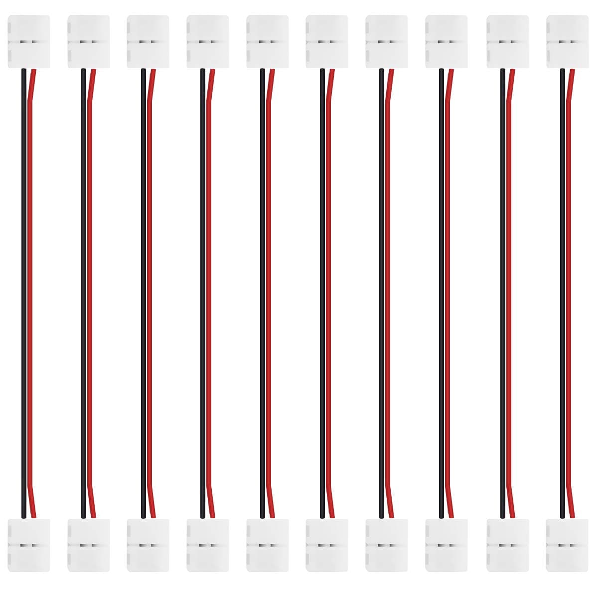 10pcs/Pack Strip to Strip with Wire Solderless Snap Down 2Pin Conductor LED Strip Connector for 8mm Wide 3528 2835 Single Color Flex LED Strips