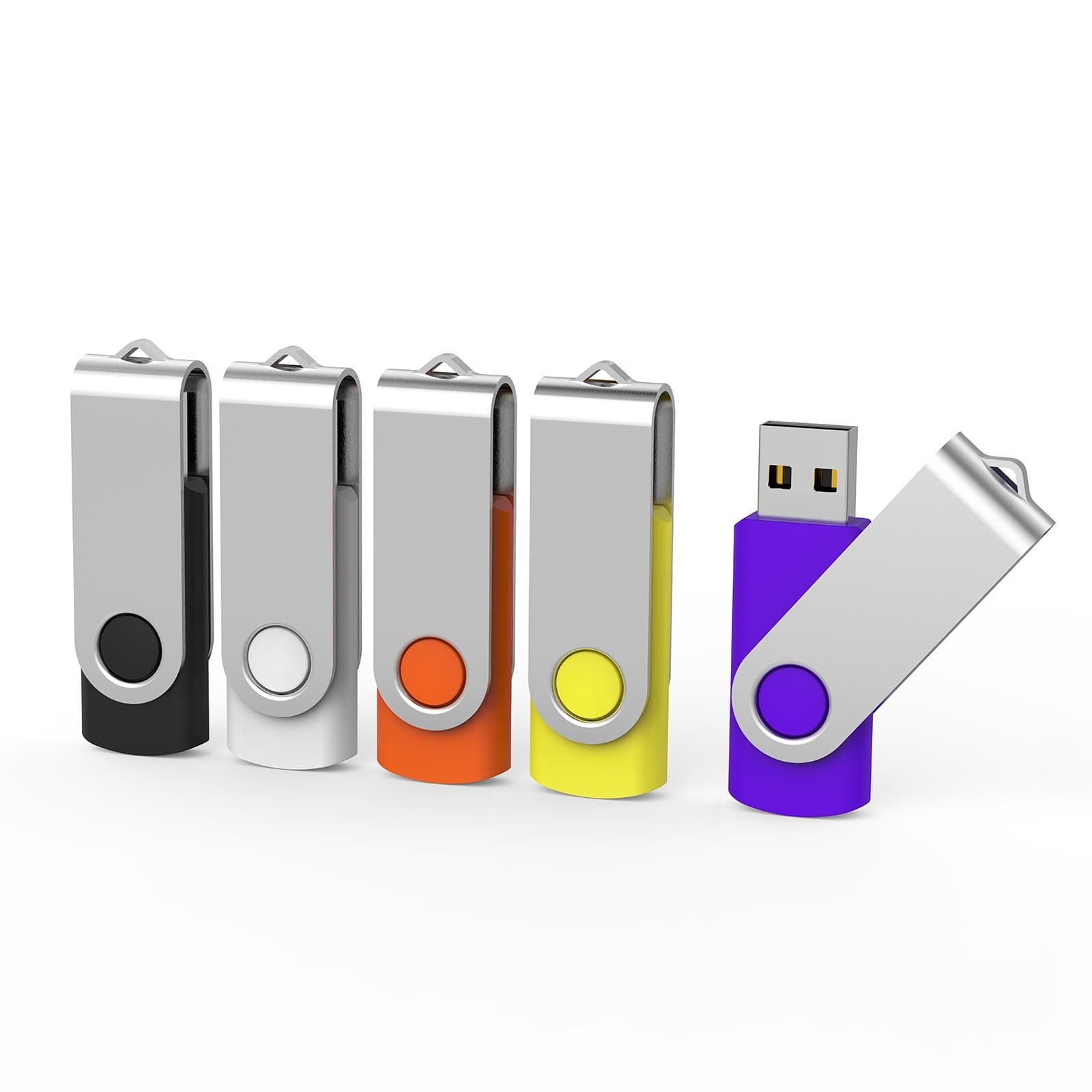 5 Pack 64GB USB Flash Drive 64 GB Flash Drives Thumb Drive Swivel USB Stick USB 2.0 Pen Drive (64G, 5 Mixed Colors: Black Red Yellow White Purple)