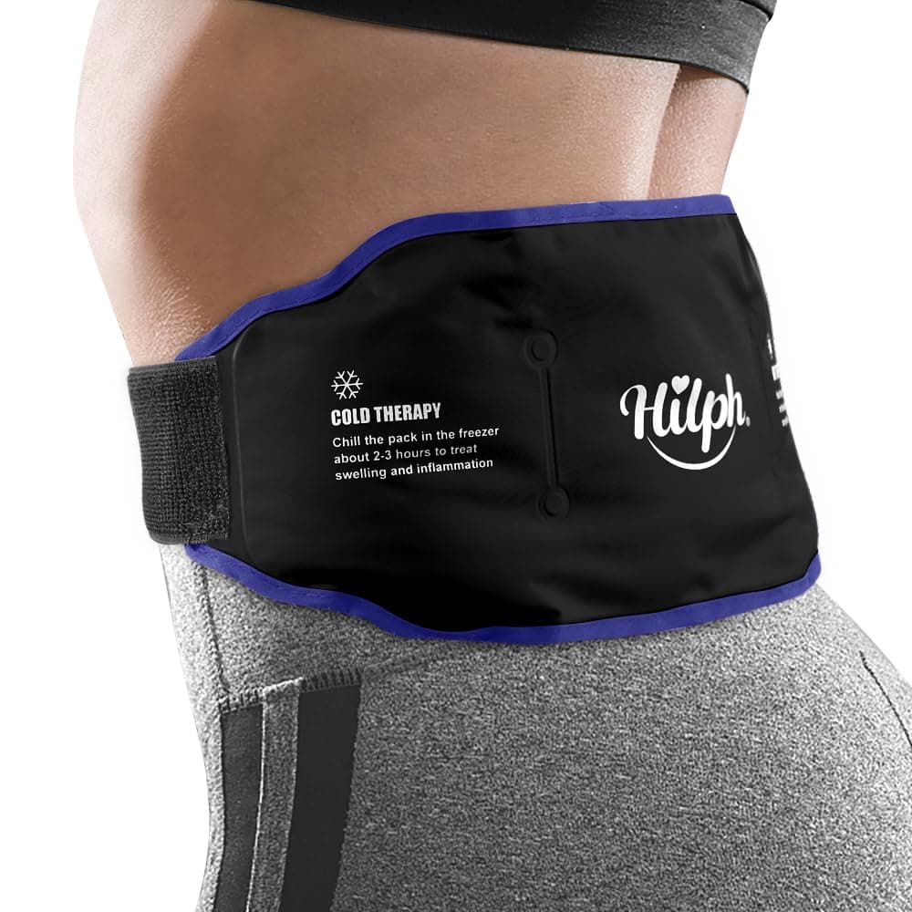 Hilph Ice Pack for Back Pain Relief, Reusable Lower Back Gel WrapHot Cold Compression Therapy Lumbar Gel Ice Pack for Back Injuries, Sciatic Nerve, Herniated or Degenerative Disc, Tailbone Pain-Black