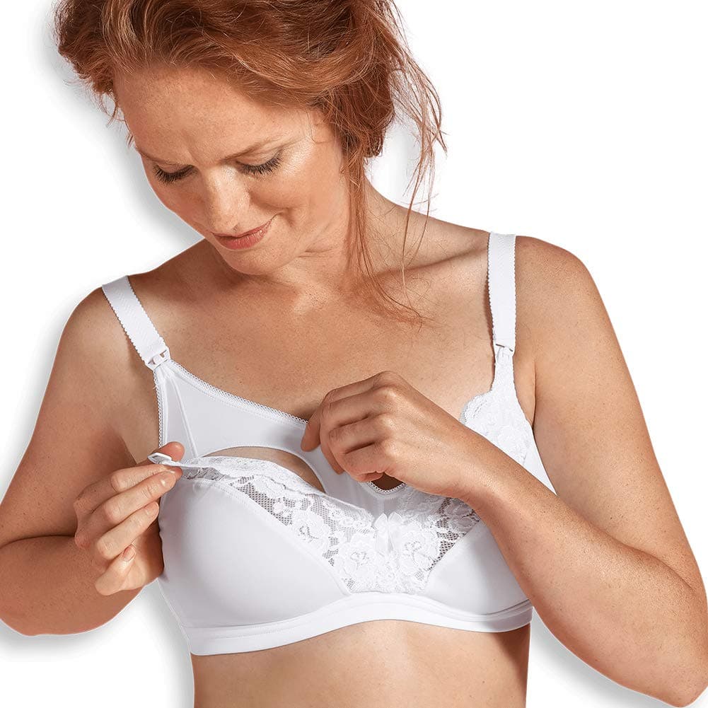 Carriwell Lace Drop Cup Nursing Bra (Extra Large, White)