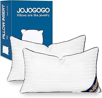 JOJOGOGO 14x22 Indoor Lumbar Pillow Inserts Set of 2, 14 x 22 White Decorative Pillow Inserts for Couch Living Room Bed and Sofa, Synthetic Down Alternative Indoor Decor Lumbar Pillows