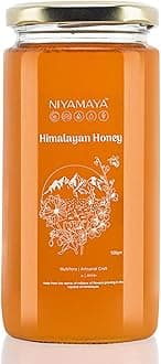 NIYAMAYA Himalayan Honey 500 gm | 100% Pure Natural Raw Honey Unpasteurized & Unprocessed No Added Sugar Multi Flora Himalayan Organic and Fresh