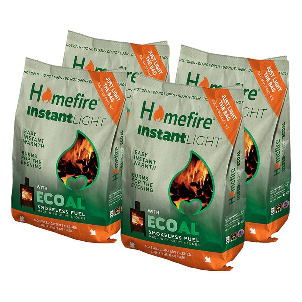 Instant Light Smokeless Ecoal Bag, for Open Fires and Multi-fuel Stoves, 3 kg (Pack of 4)
