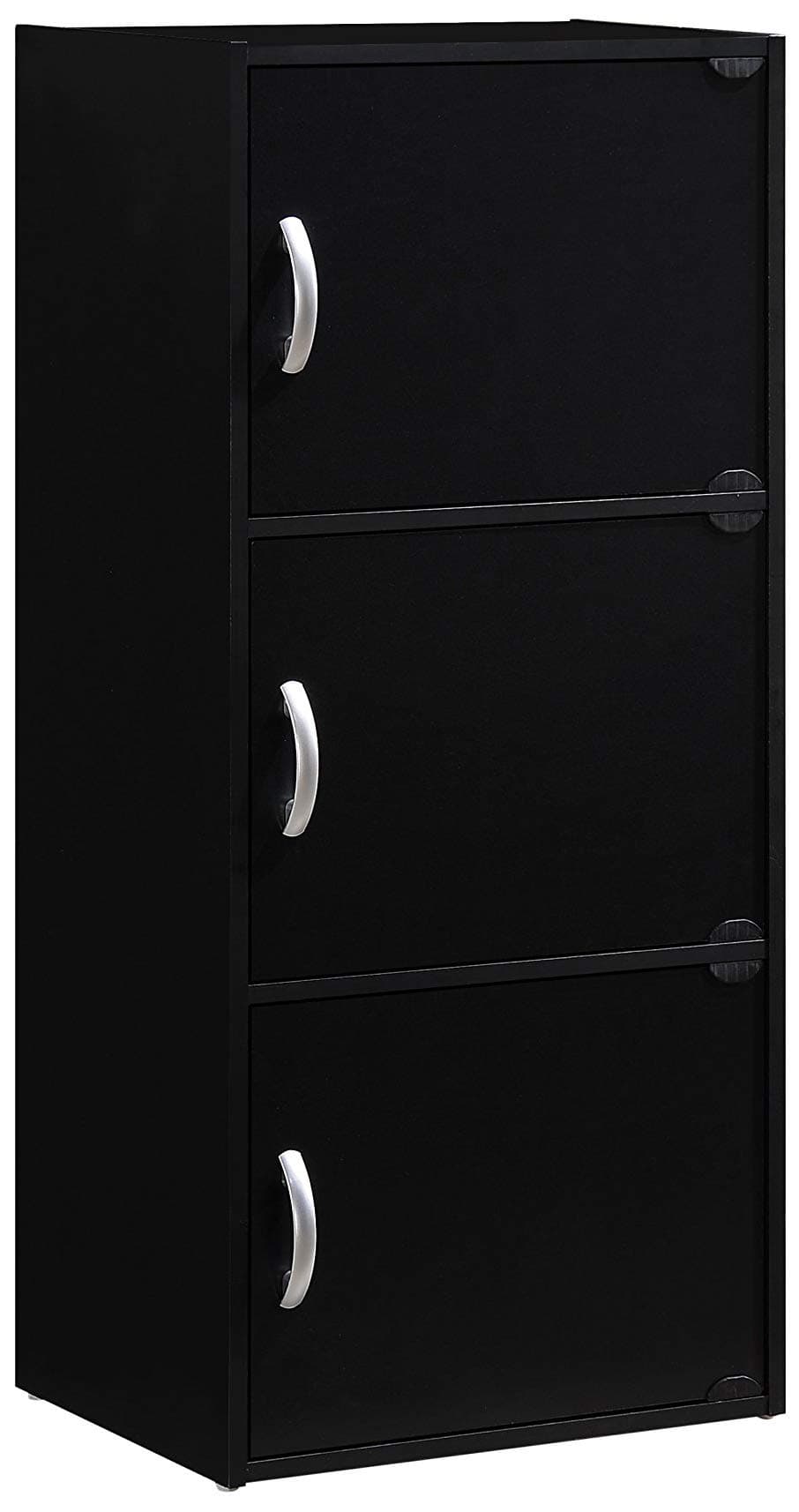 IMPORT 3-Shelf Bookcase Cabinet, Black