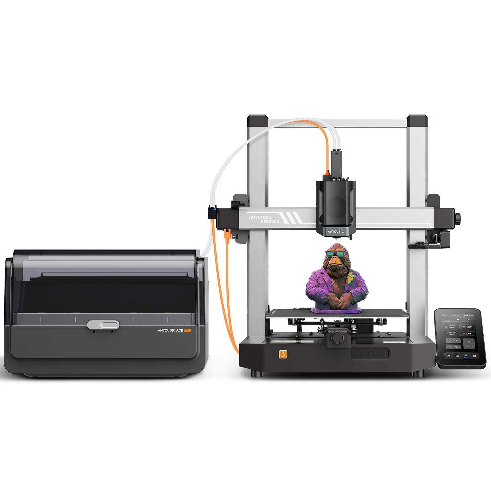 Kobra 3 Combo 3D Printer, Multi-Color 3D Printer 4 Colors, Max 600mm/s Print Speed with ACE Pro Sealed Storage Keep Filament Dry, Print Smooth Ideal for All Skill Levels 9.8"x9.8"x10.2"