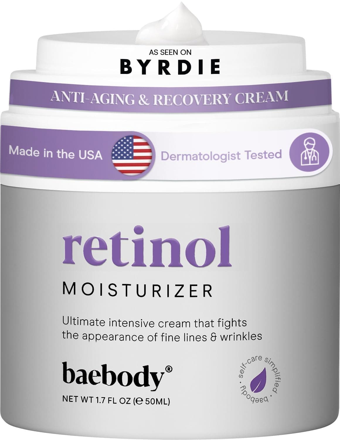 Baebody Made in USA Retinol Cream for Face - Anti Aging Face Cream for Fine Lines and Wrinkles - With Jojoba Oil & Vitamin E - Beauty Gifts for Women (50 ml/1.7 fl oz)