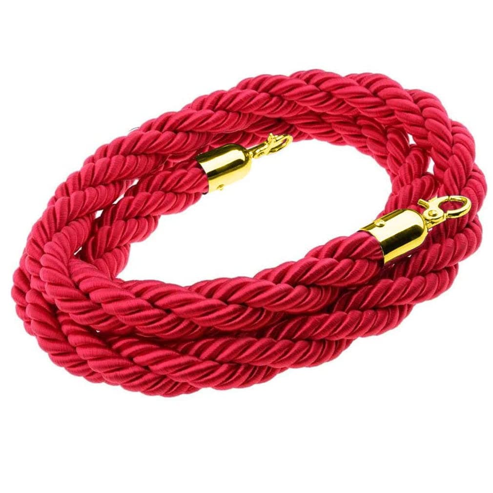 1.5M Twisted Red Queue Barrier Rope Divider Crowd Control Stanchion Barrier Rope with Gold Hook