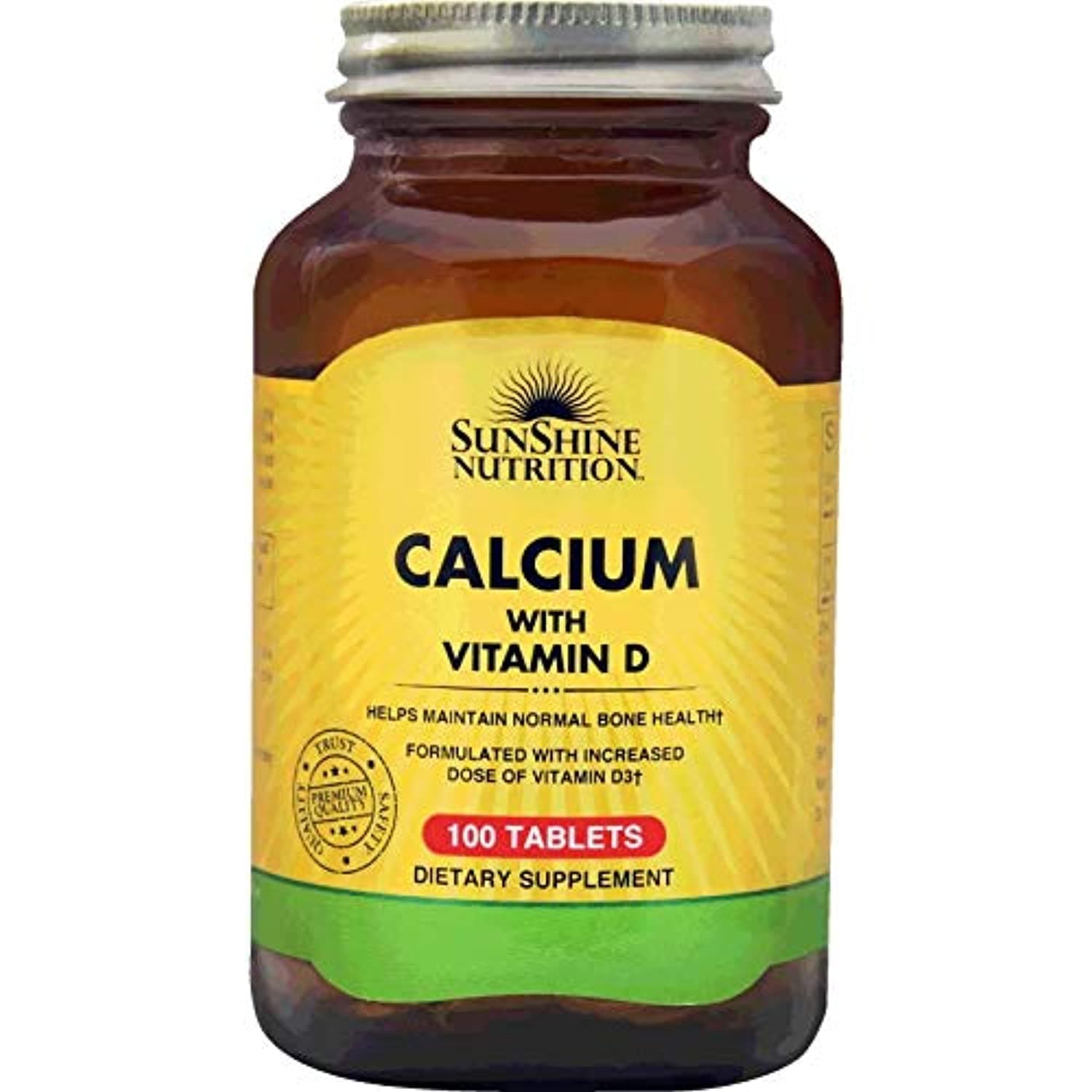 Calcium With Vitamin D, 100 Tablets | Formulated With Increased Dose Of Vitamin D3 | Gluten Free Supplement