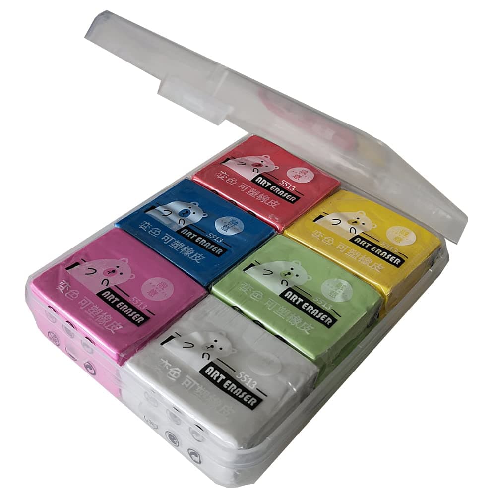 Erasers，Kneaded Rubber Eraser，Reusable and Non-Drying，12 Pack Large Size，Average 4 Colors