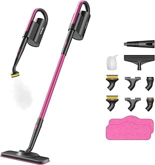Steam Mop Cleaner with Detachable Handheld Steamer for Cleaning Hardwood, Laminate Floor, Tiles and Grout, with 14-in-1 Multi-purpose Accessories and Washable Microfiber Pads