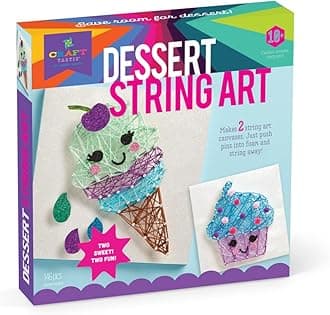 String Art Kit – Craft Kit Makes 2 Large String Art Canvases – Desserts Edition