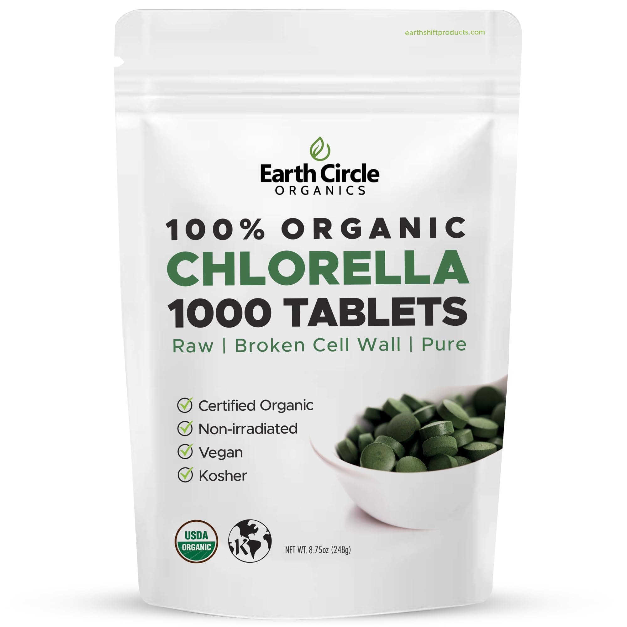 Organic Chlorella Tablets 1000 Count | High Potency Chlorophyll Supplement | Pure Chlorella Pyrenoidosa | Broken Cell Wall for Maximum Absorption | Vegan, Kosher, Non-GMO Superfood - Pack of 1