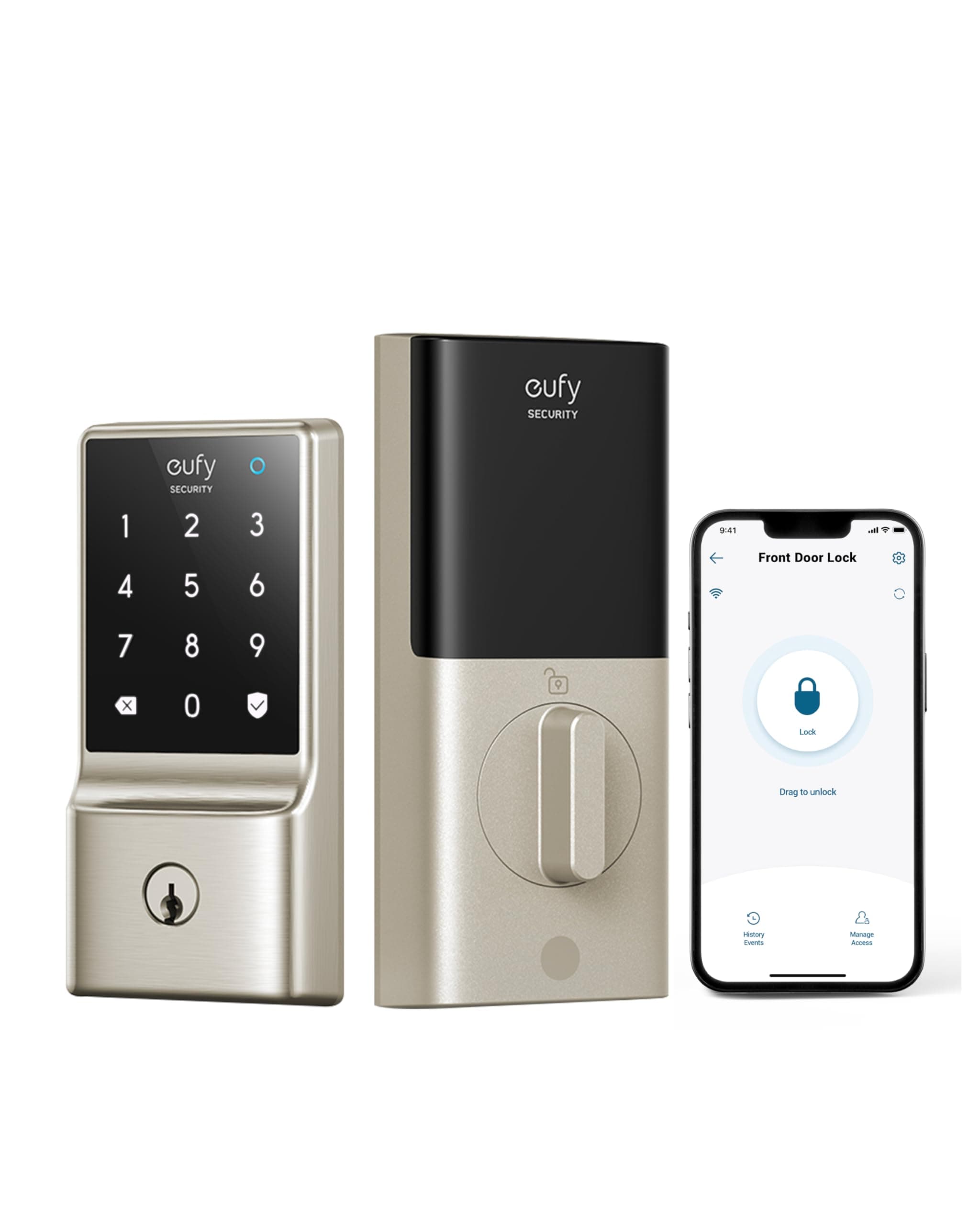Smart Lock C210, Keyless Entry Door Lock for Front Door, Built-in WiFi Deadbolt, No Bridge Required, Easy Installation, Touchscreen Keypad, App Remote Control, 4 AA Batteries, Nickel