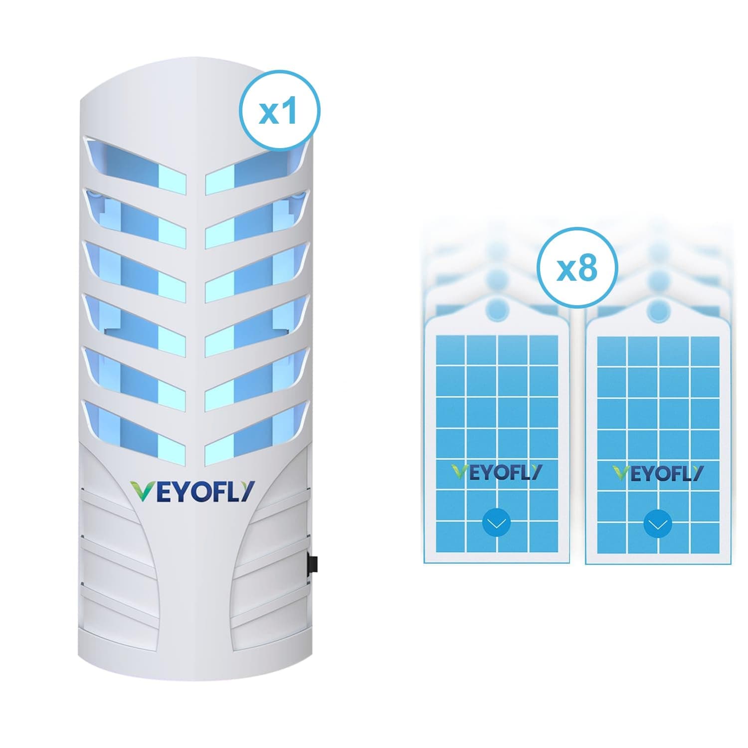 VEYOFLY Fly Trap (1 Device + 3 Glue Boards) + 5 Refills Pack Bundle - Plug in Flying Insect Trap, Fruit Fly Traps for Indoors-Mosquito,Fruit Fly, Gnat Trap, Bugs- No Odor