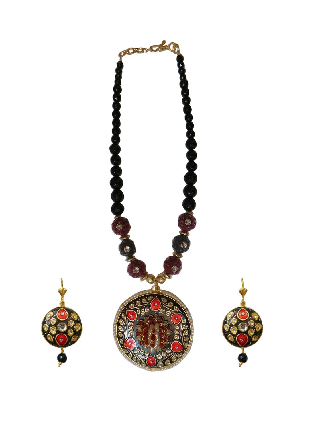 Black Grandiose Tanjore Regal Set