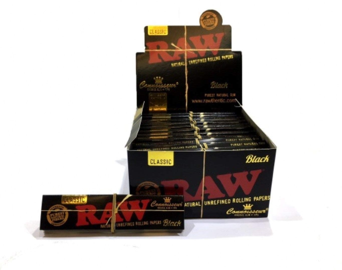RAW Black Classic Connoisseur(King Size Slim Rolling Papers + Tips) Multibuy Full box 24 Booklets