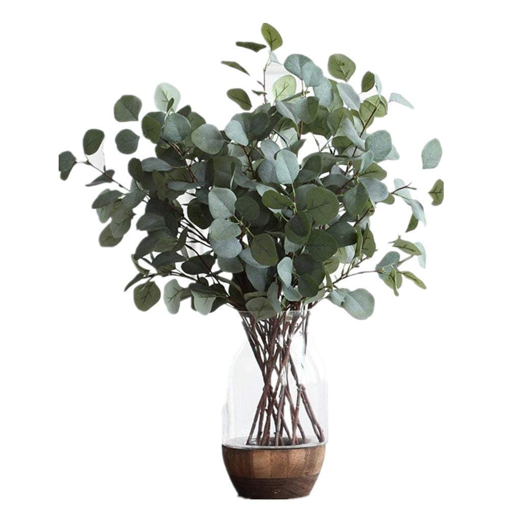 Nerseki Artificial Silver Dollar Eucalyptus Leaf Spray in Green Leaves Indoor Outside Home Garden Office Wedding Décor(3 Stems)