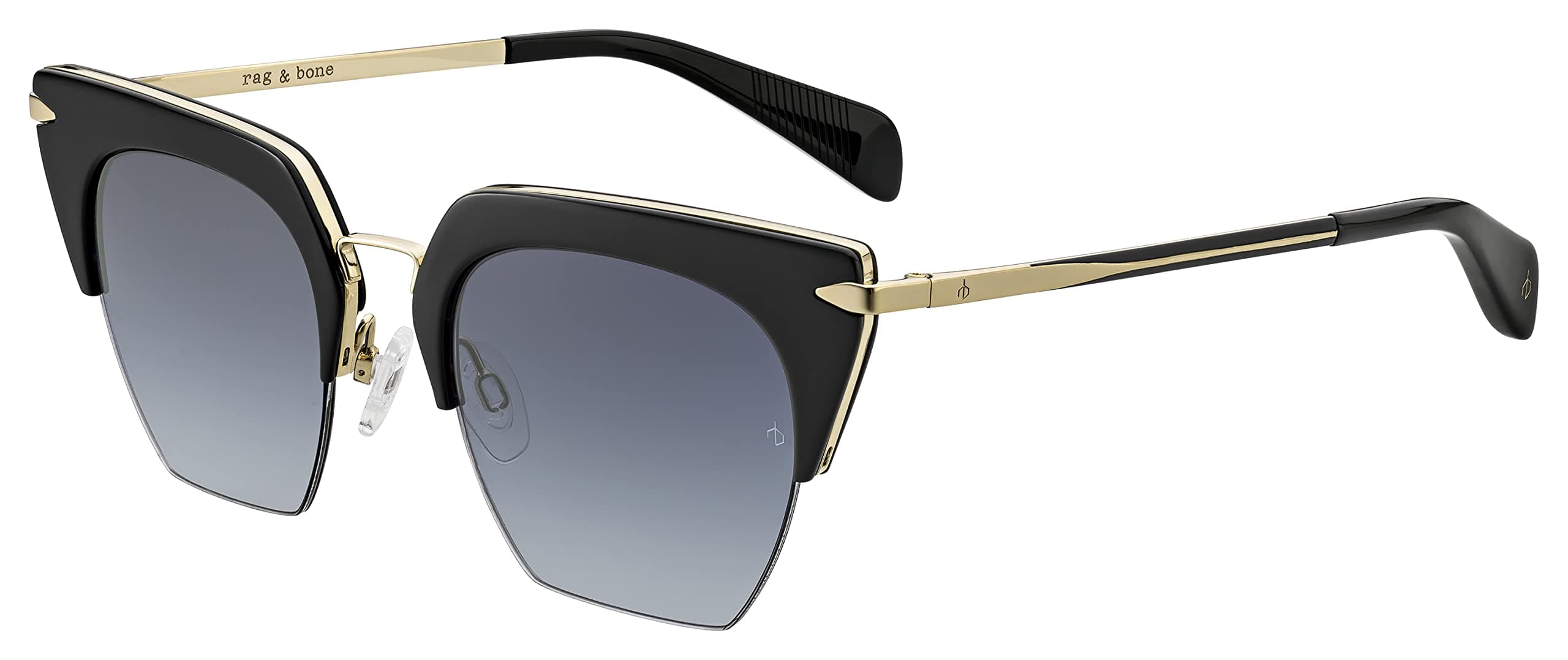 Rag & Bone Rnb 1007/S Sunglasses - Dark Gray Gradient lens Black Gold (02M29O) - 51mm