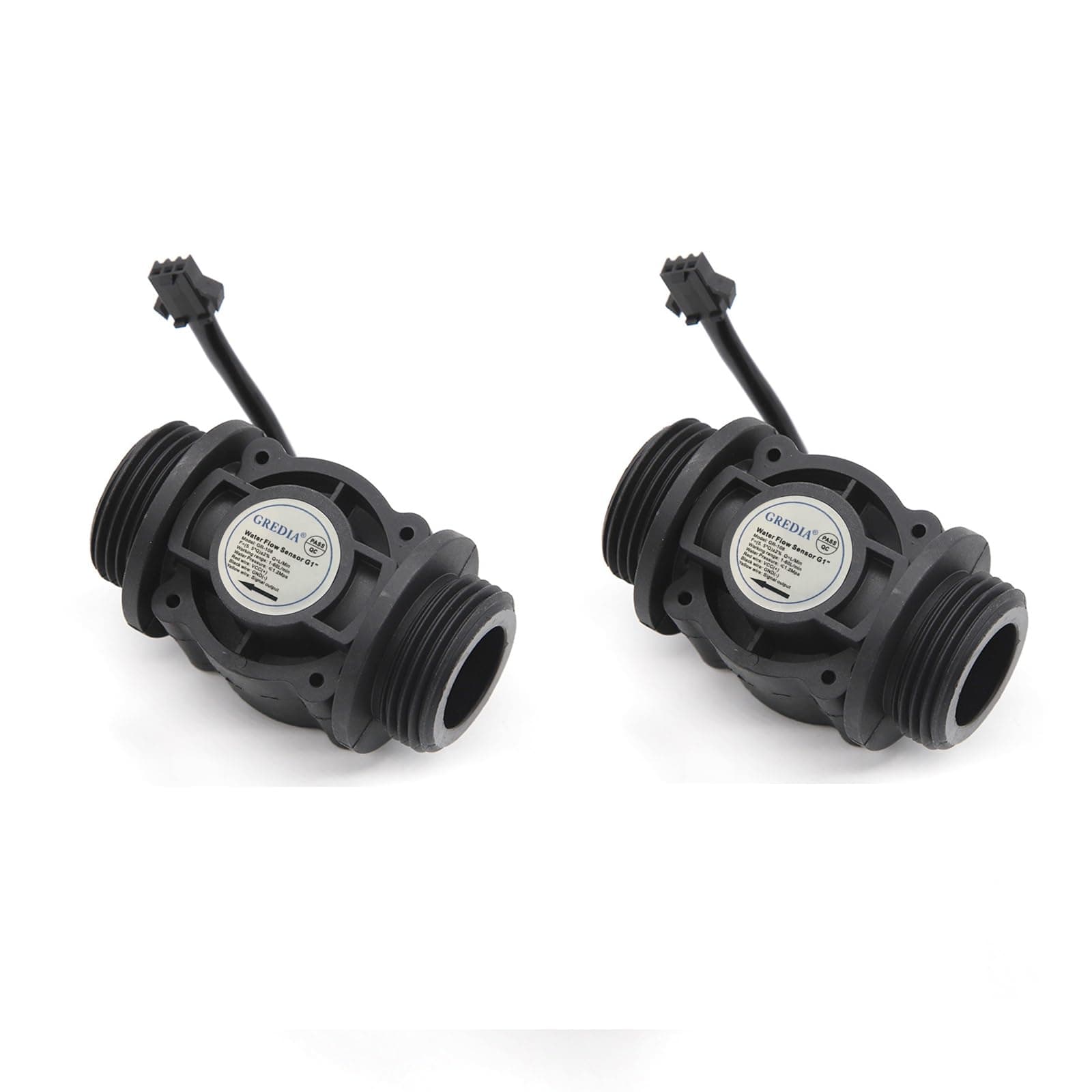 1" Water Flow Sensor Food-Grade Switch Hall Effect Flowmeter Fluid Meter Counter 1-60L/min (Pack of 2）