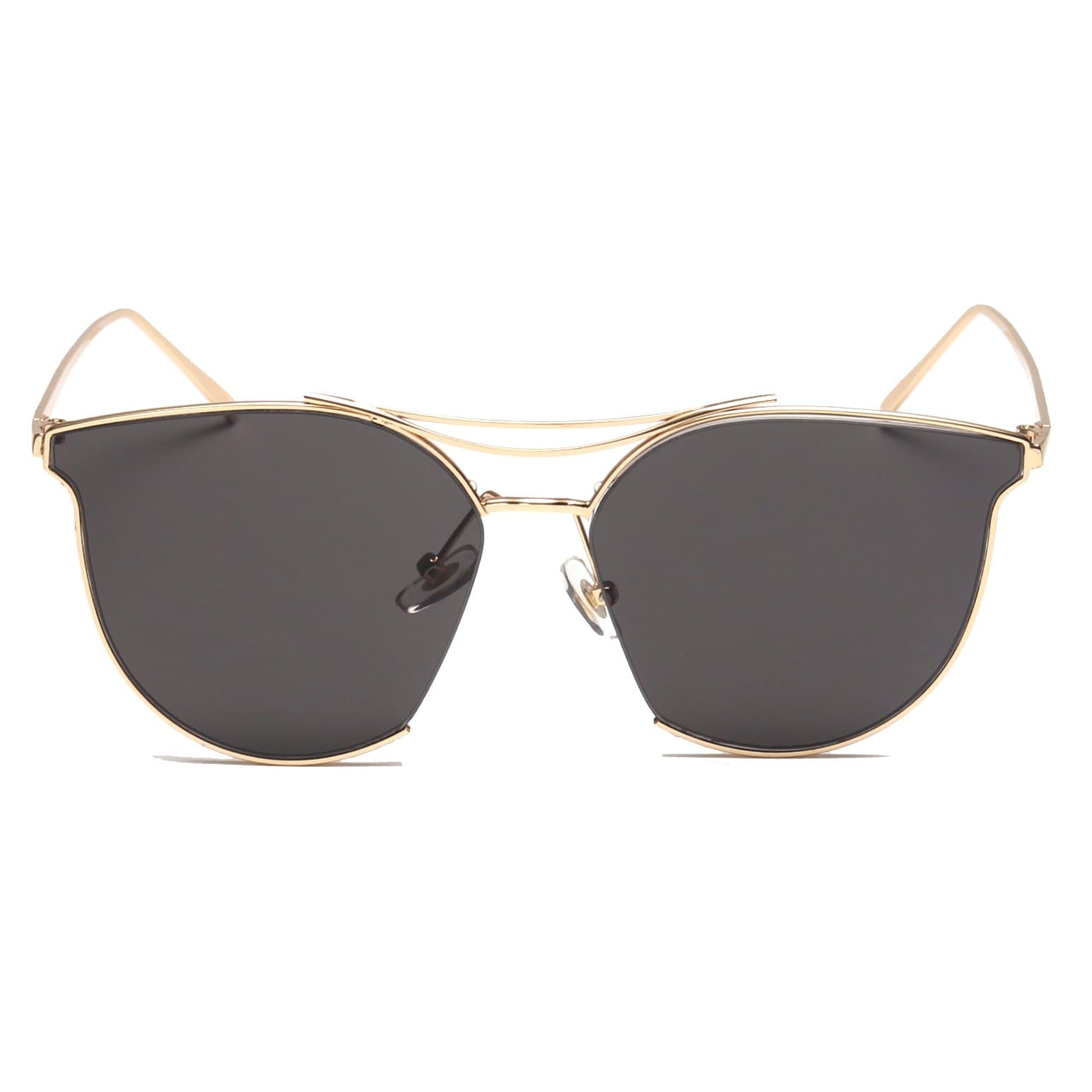 Optition Modern Women's Men's Ultra Light Metal Frame Mirror Flat Lens Sunglasses/Grey