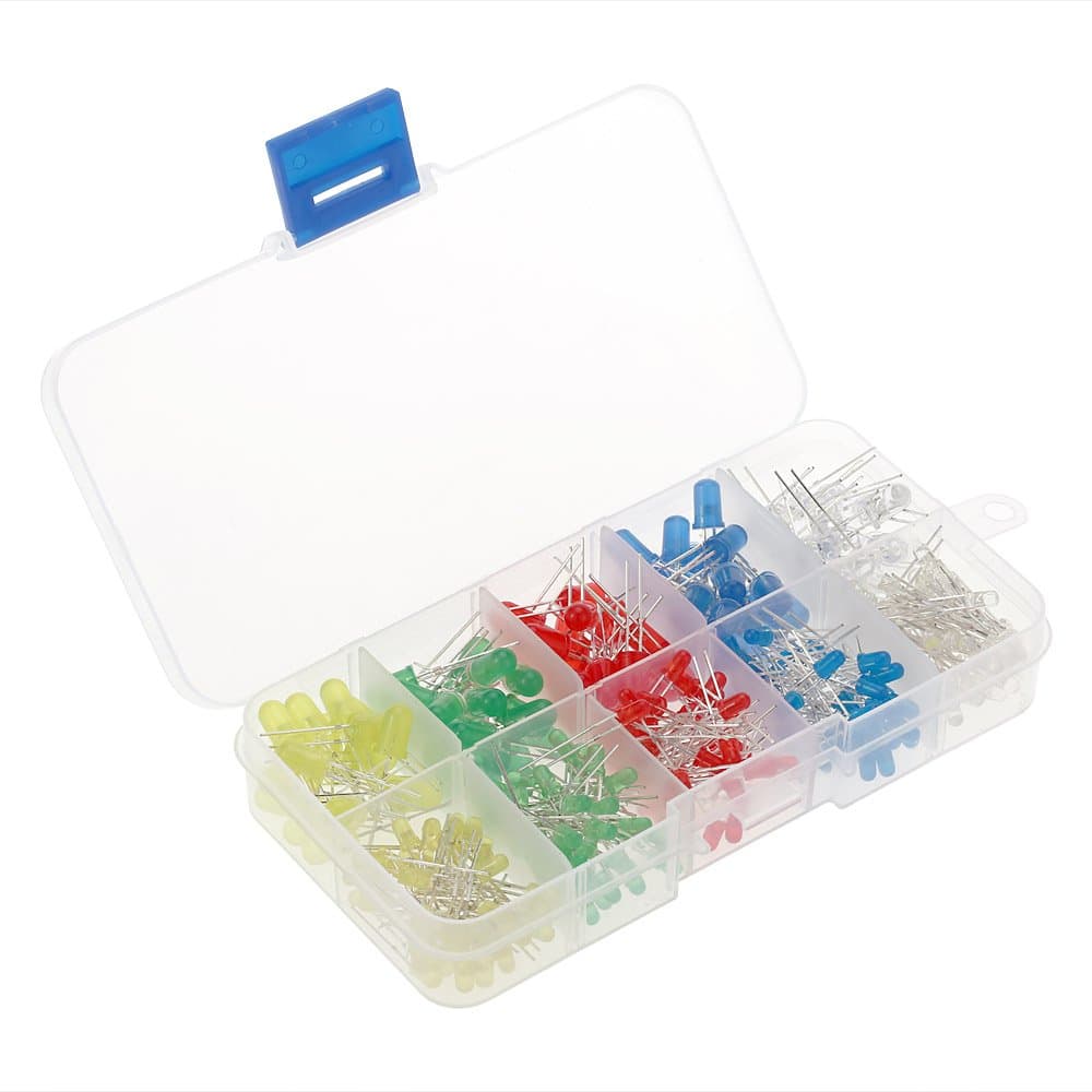 Showay 2 Pin Diffused Led Light Emitting Diodes With Electronic Components Set Of 300 Pieces,3Mm/5Mm, Assorted Colour, Cardio