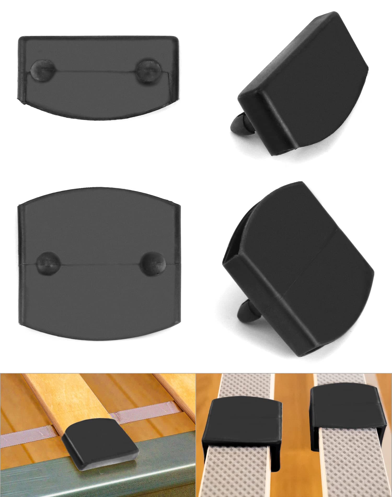 36 Pcs Plastic Bed Slat Caps, Side and Center Bed Slats Holders Replacement for Single, Double and King Size Beds (55mm x 9mm Inside)