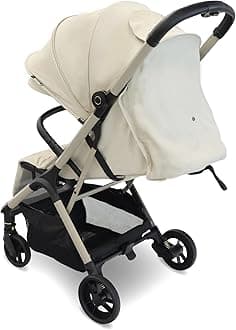 My Babiie MBX7 Autofold Stroller – from Birth to 4 Years (22kg), Foldable & Compact, Lightweight, Travel Buggy for Toddlers, Pushchair Includes Rain Cover - Ivory