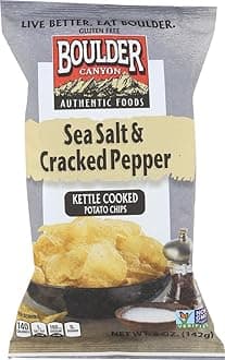 Boulder Canyon Authentic Foods Kettle Cooked Potato Chips Sea Salt & Cracked Pepper -- 5 oz - 2 pc