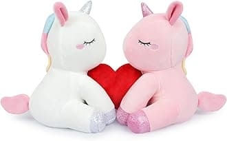 MUFEIRUO Valentine's Day Stuffed Animal Hugging Valentine's Day Plush Unicorns Toy, Cute Hugging Plush Unicorns Stuffed Animal Valentine's Day Gift for Her Him (White+Pink)