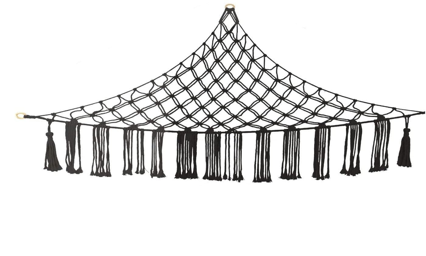 Boho Stuffed Animals Net or Hammock Large,55 inch Toy Hammock Macrame Stuff Animal Storage Corner Hanging Net Holder,Mesh Hammock Plush Toy Organizer with Hooks for Bedroom,Nursery (White with lights)