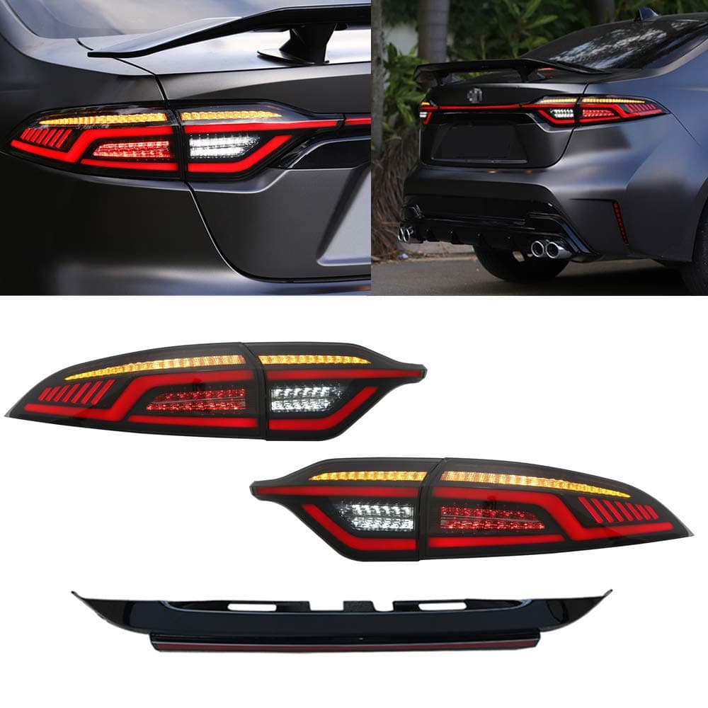 LED Tail Lights & Tailgate Light For Toyota Corolla 2020 2021 2022 2023 4PCS Start Up Animation DRL Sequential Indicator Rear Lamp Assembly (Blackout)