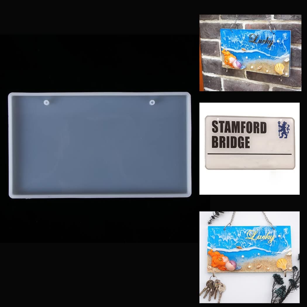 Rectangle Plaque Resin Mould Silicone Agate Board Plate Casting Epoxy Mold Jewelry Making Moulds DIY Craft for House Home Door Office Store Sign Halloween Xmas Wedding Birthday Party Decoration