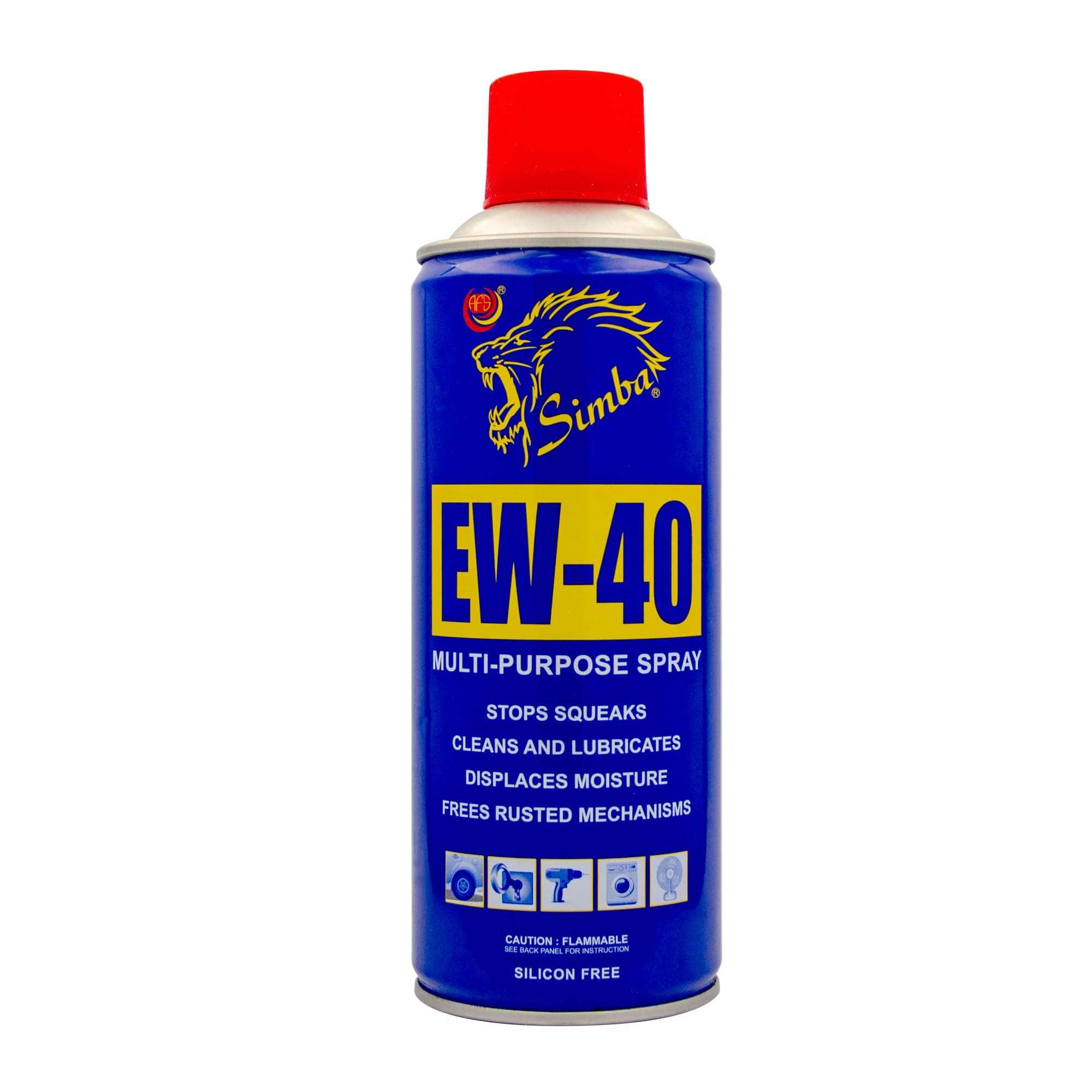 AFS Simba EW-40 Multi-Use Product Spray Rust Remover – 400ML – Displaces Moisture – Cleans & Lubricates Rusted Mechanisms