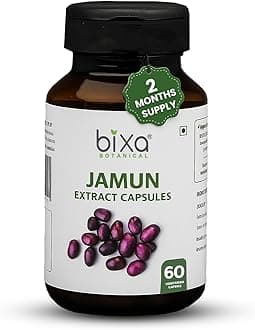 bixa BOTANICAL Ayurvedic Natural Herbal Supplement Jamun Extract Pure Authentic Premium Quality (Eugenia Jambolana/Black Plum) Bitters 5% | Veg Capsules 60 Count (450mg)