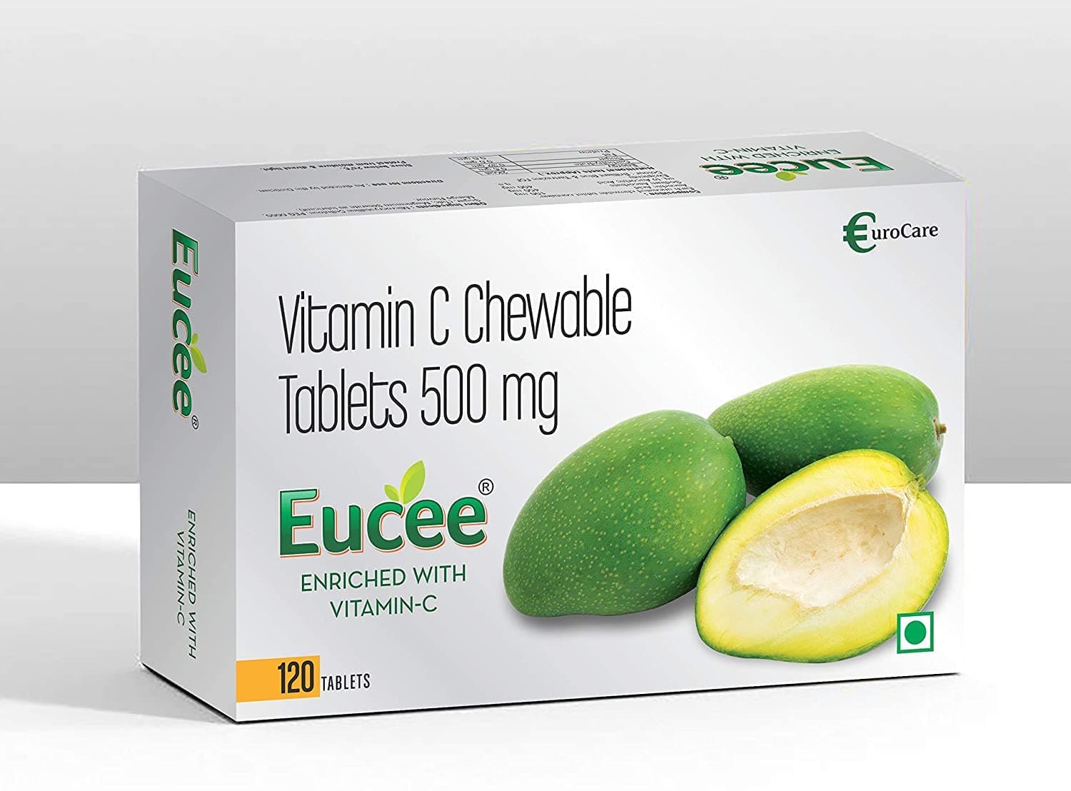 Eucee Vitamin C - Chewable Tablets for Skin & Immunity | Vegan Formula For Men, Women & Kids (Green Mango Flavour)