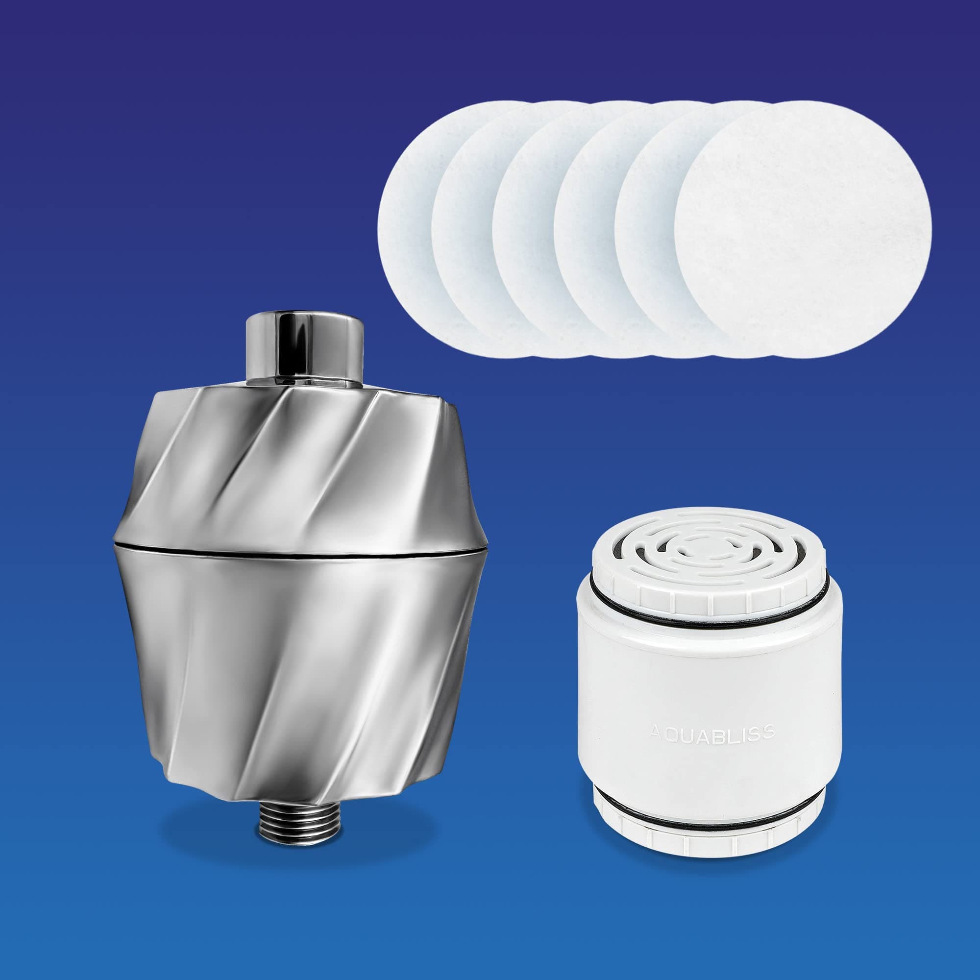 AquaBliss SF400 HD Revitalizing Shower Filter w/an Extra SFC400 Filter Cartridges & 30pc Pack of Sediment Pads (Exclusive Bundle)