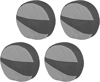 Explore Land Tire Covers 4 Pack - Tough Tire Wheel Protector For Truck, SUV, Trailer, Camper, RV - Universal Fits Tire Diameters 32-34.75 inches (Black & Gray)