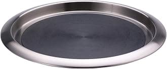 Service Ideas TR1412SR 14" Non-Slip Round Tray, Brushed Stainless/Black Insert