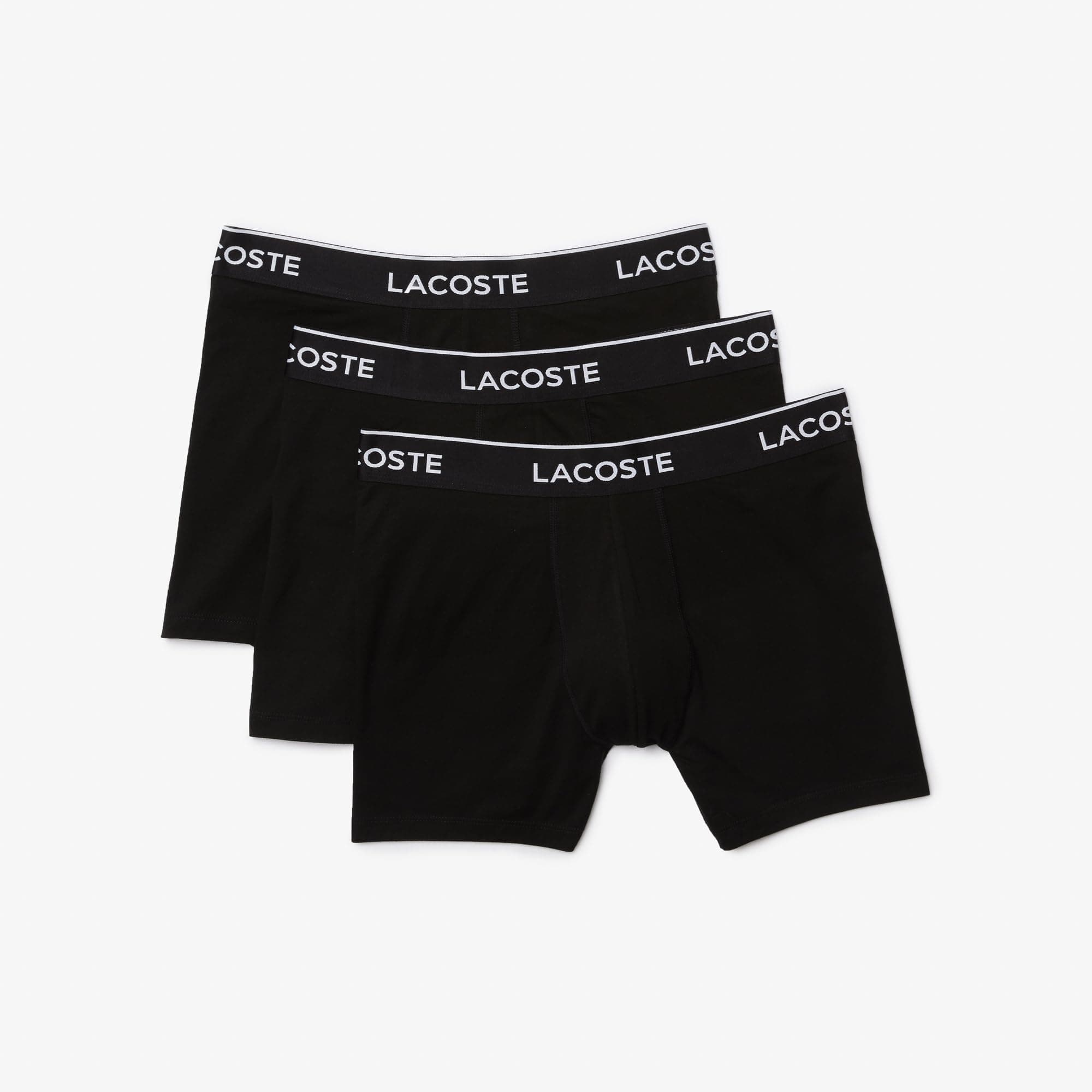 LacosteMen's Boxer Briefs, 3-Pack, Cotton Stretch, Trunks, Medium, Black & White