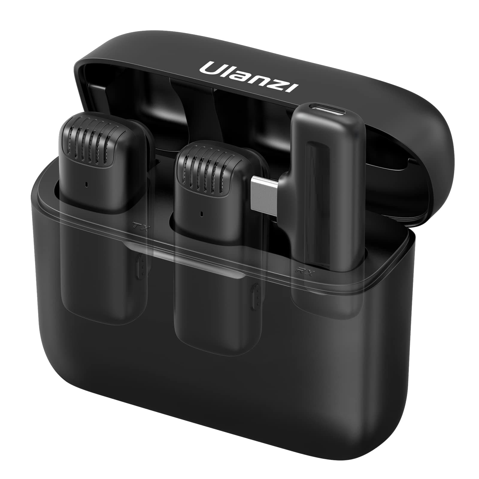 ULANZI J12 Wireless Lavalier Microphone for USB C Phone, 2-in-1 Plug-Play Mic with Charging Case for Phone Video Recording Interview Youtubers Vloggers, 65ft Transmission Range