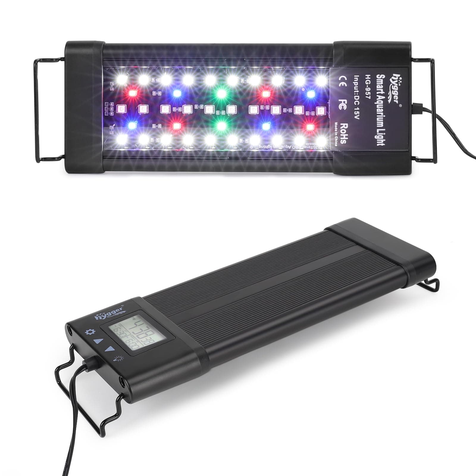 Aquarium Programmable LED Light, for 12~18in Long Full Spectrum Plant Fish Tank Light with LCD Setting Display, 7 Colors, Sunrise Sunset Moon and DIY Mode, for Novices Advanced Players