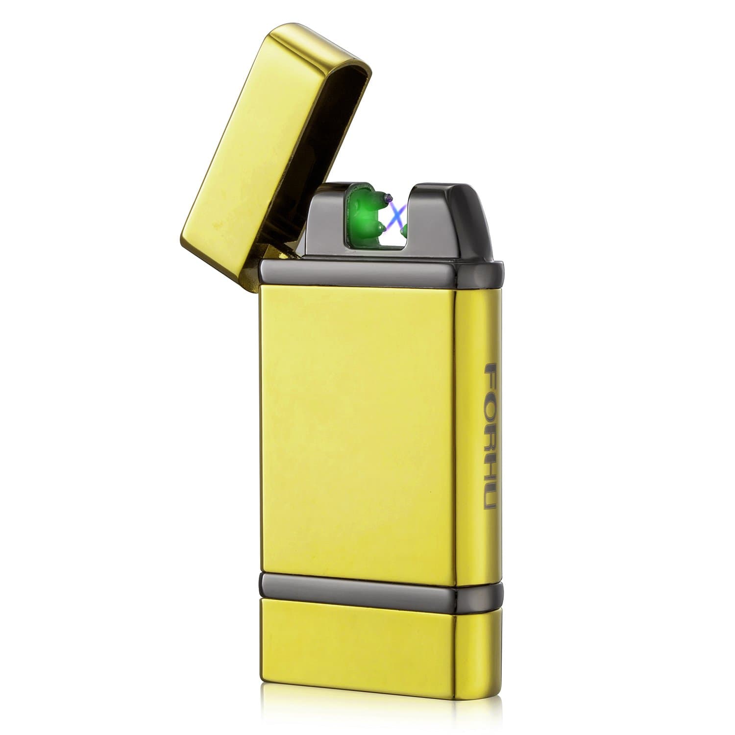 FORHU Light Induction Windproof Dual Arc Electric Lighter USB Rechargeable (Gold)