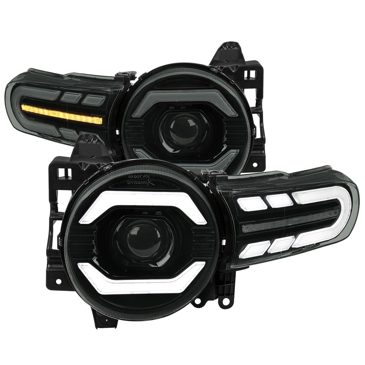 Spec-D Tuning Black Smoke LED Projector Headlights w/Sequential Turn Signal and Startup Animation Compatible with 2007-2014 Toyota FJ Cruiser, Left + Right Pair Headlamp Assembly
