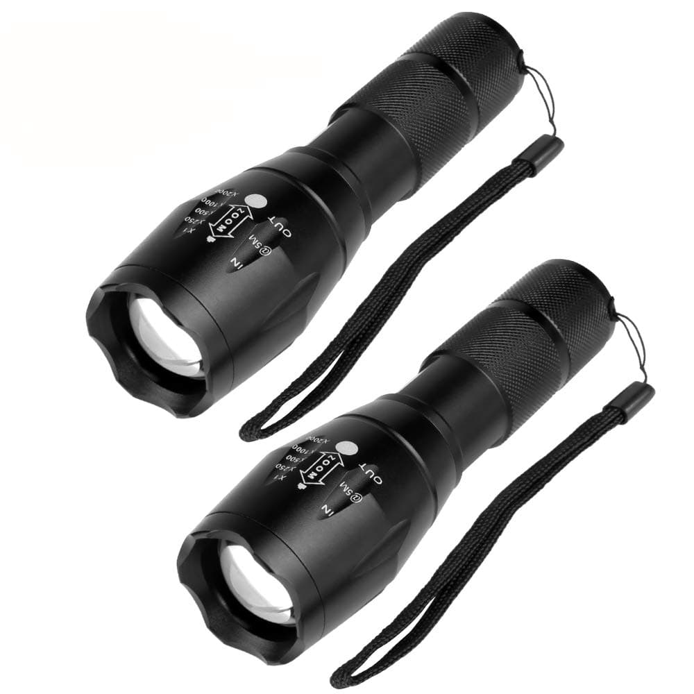 Akaho LED Tactical Flashlight, High Lumen Handheld Flashlight Zoomable, Water Resistant, Ultra Bright Tac light with 5 Light Modes For Outdoors Camping Emergency (2 Pack)