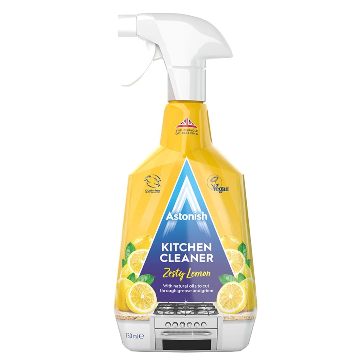 Zesty Lemon Scented Kitchen Cleaner - All Purpose Cleaning Solution Removes Grease, Grime, & Surface Stains - Cruelty Free Kitchen Grease And Multi Surface Cleaner - 750ml Spray Bottle