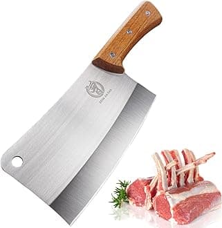 ZENG JIA DAO Meat Cleaver - 7'' Heavy Duty Butcher Knife Meat Chopper Bone Cutting Knife - High Carbon German Stainless Steel - Pearwood Handle for Home Kitchen and Restaurant 2025 Gifts