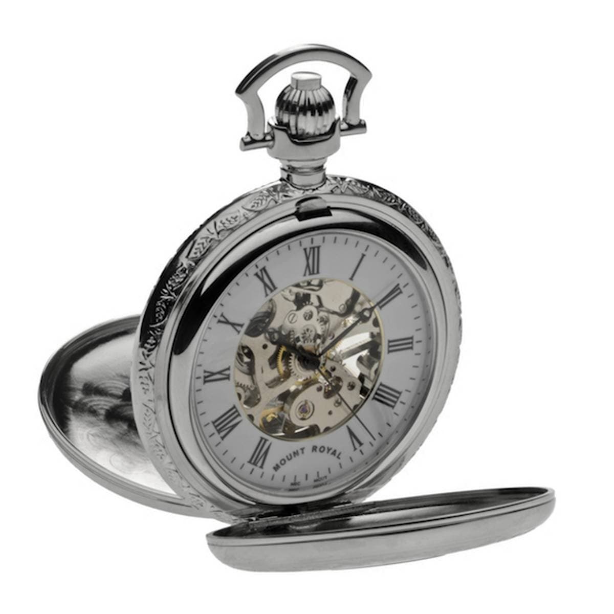 Mount RoyalChrome Double Half Hunter Mechanical Pocket Watch