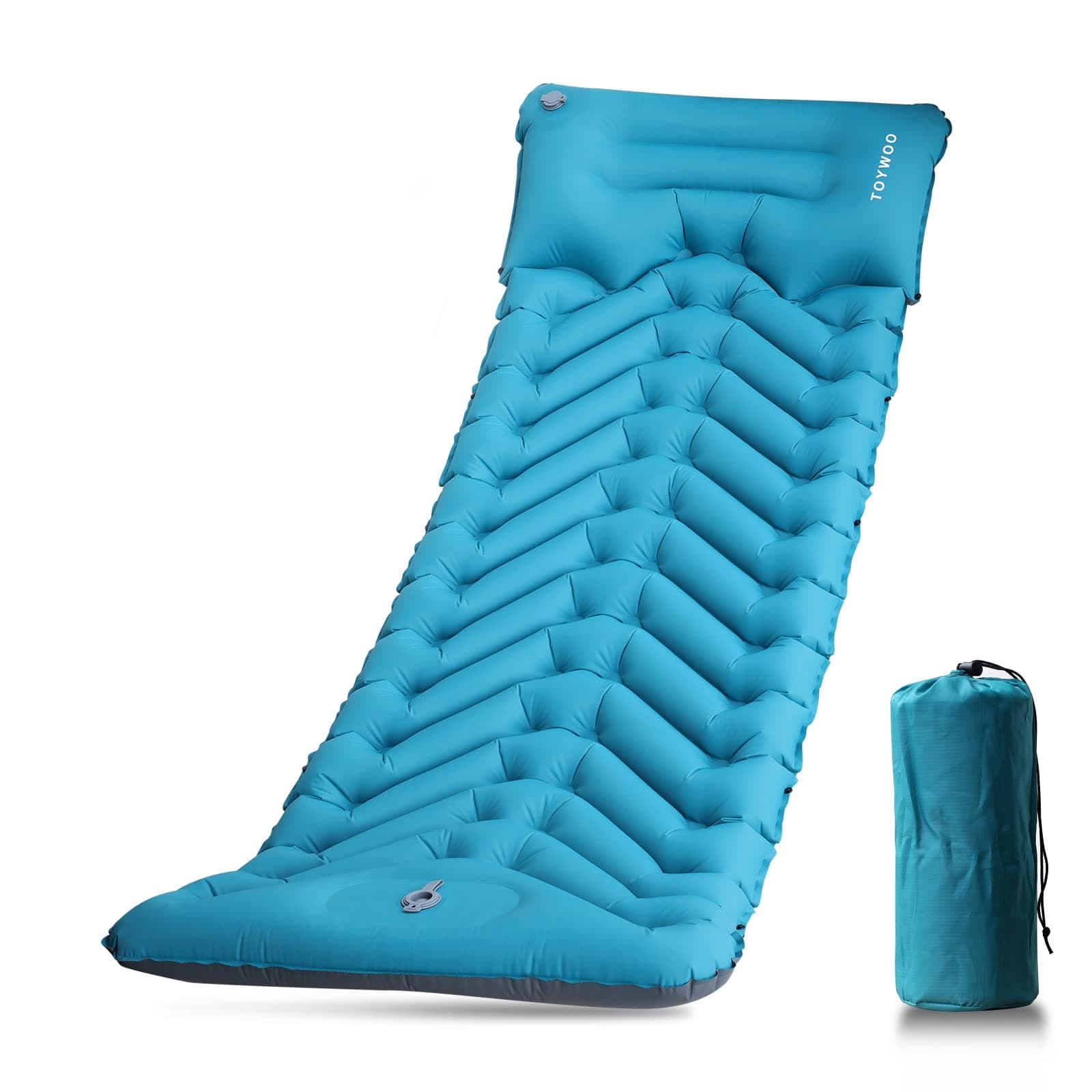 Toywoo Camping Sleeping Pad,3.9" Thick Inflatable Sleeping Mat with Air Pillow Foot Press Ultralight Waterproof Camp Mattress for Backpacking, Hiking, Tent,Traveling